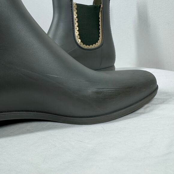 Jack Rodgers Sallie Rain Boot Women 10 Green Gold Ankle Bootie PullOn Waterproof - Picture 4 of 7